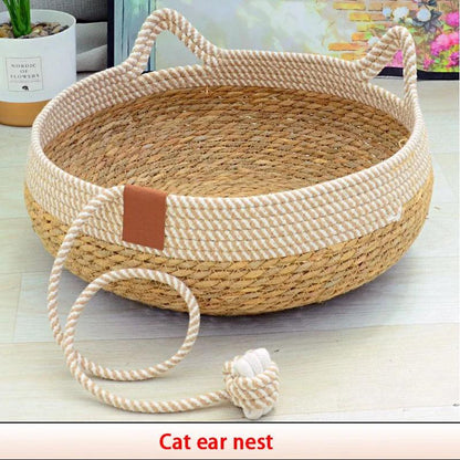 Summer Woven Cat Bed with Removable Upholstery - MR. GIFT