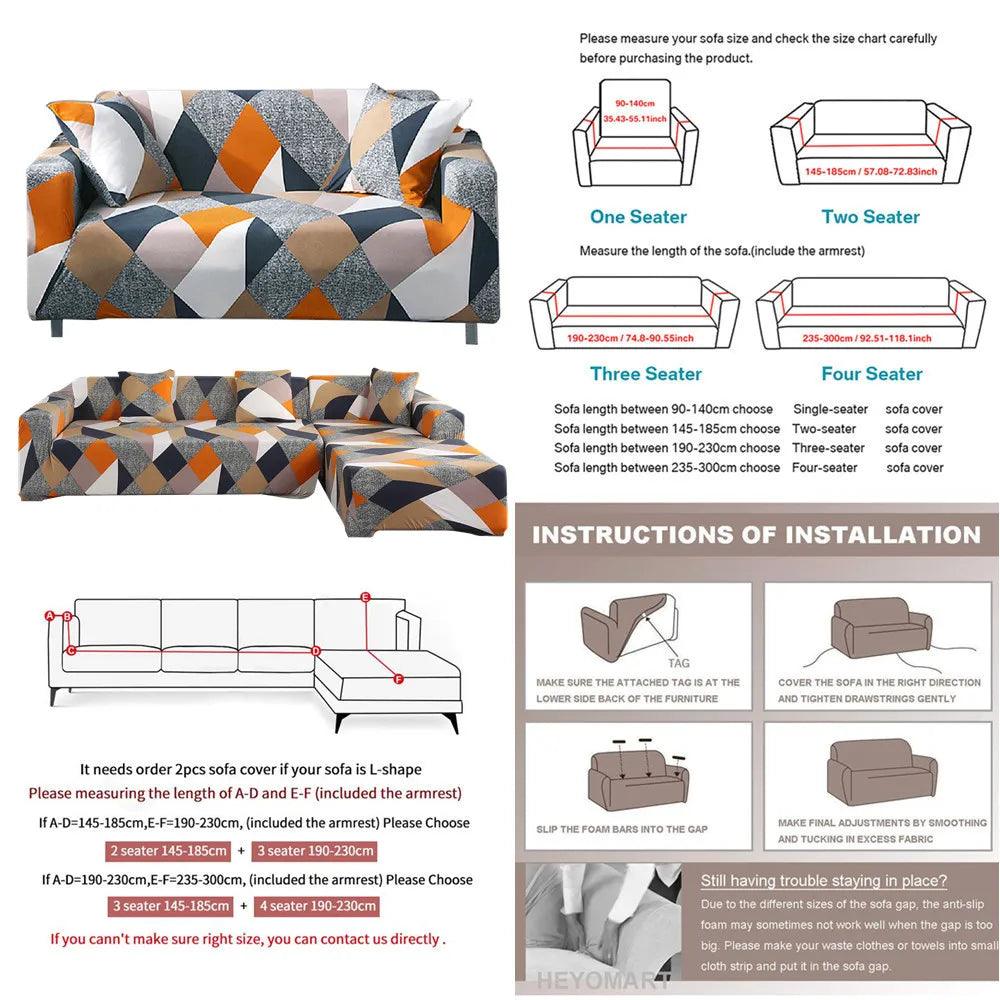 Solid Color Elastic L-Shape Sofa Covers - MR. GIFT