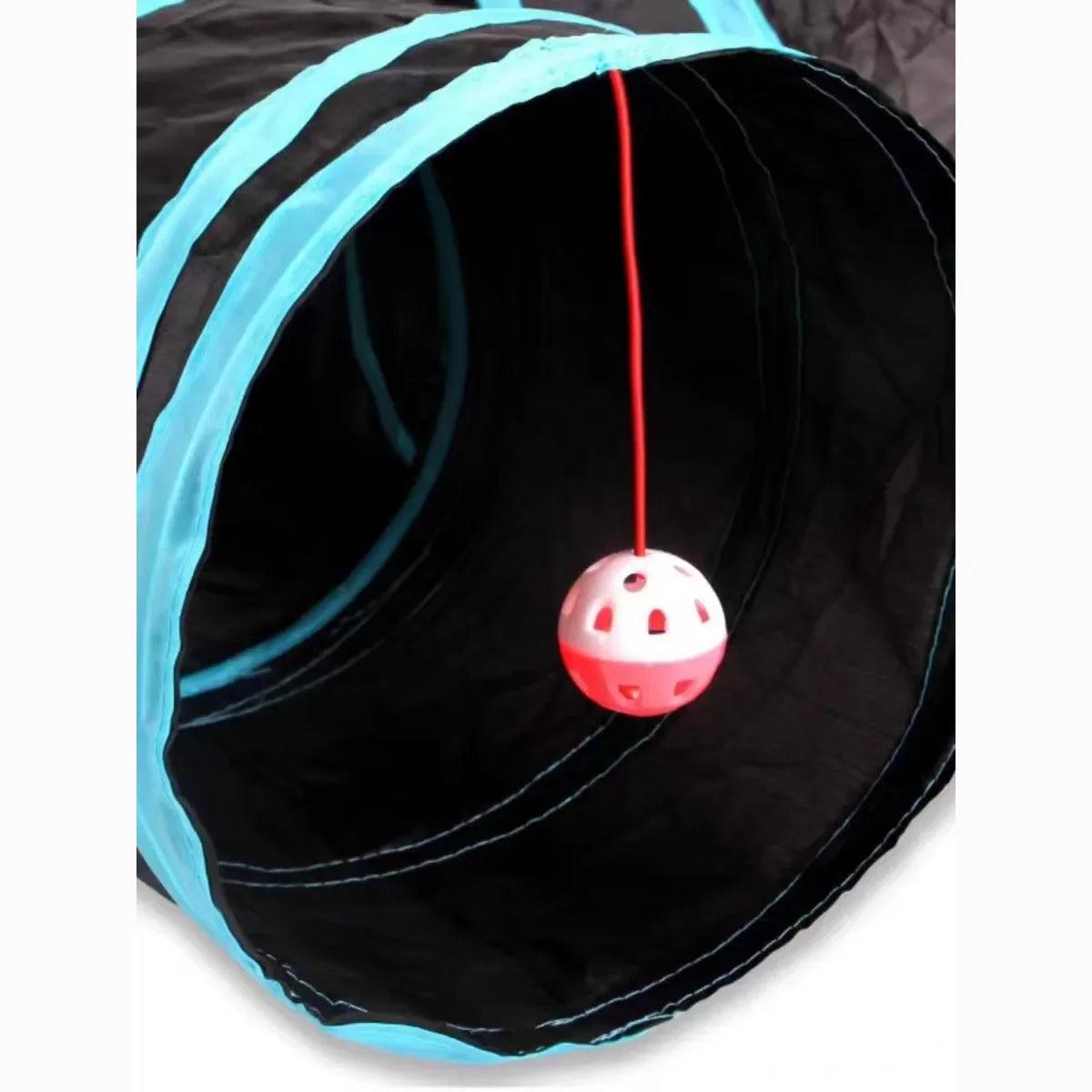 Foldable Cat Play Tunnel with Crinkle Toy - MR. GIFT