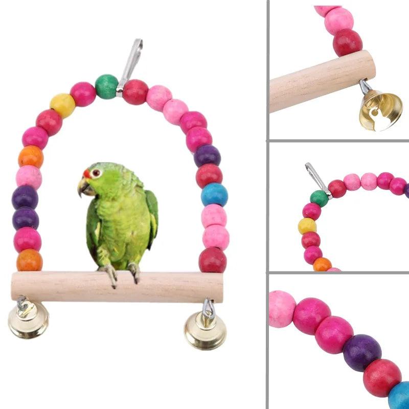Wooden Bird Swing Toy with Bells for Cages - MR. GIFT