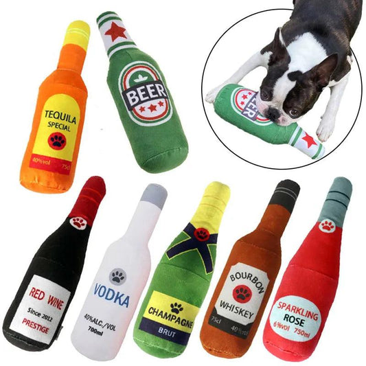 Champagne Bottle Plush Dog Toy | Squeaky & Bite-Resistant - MR. GIFT