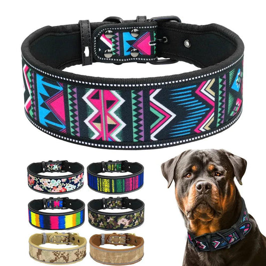 Reflective Adjustable Wide Dog Collar with Buckle - MR. GIFT