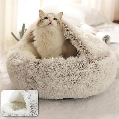 Winter Warm 2-in-1 Plush Pet Bed & Cave for Small Pets