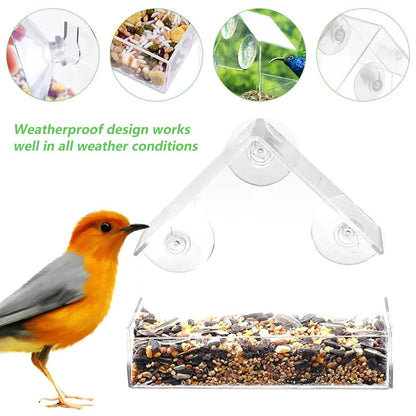 Window Bird Feeder with Removable Tray - MR. GIFT