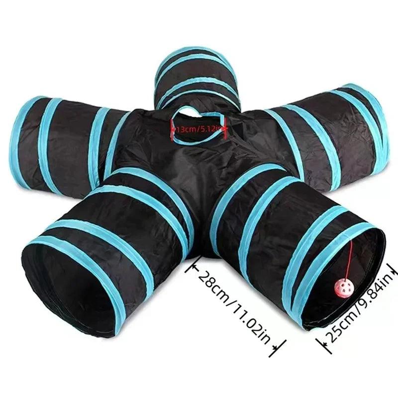 Foldable Cat Play Tunnel with Crinkle Toy - MR. GIFT