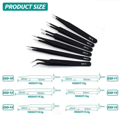 ESD Anti-Static Precision Curved Stainless Steel Tweezers - MR. GIFT