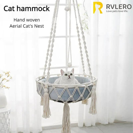 Handwoven Cotton Rope Cat Hammock | Hanging Basket - MR. GIFT