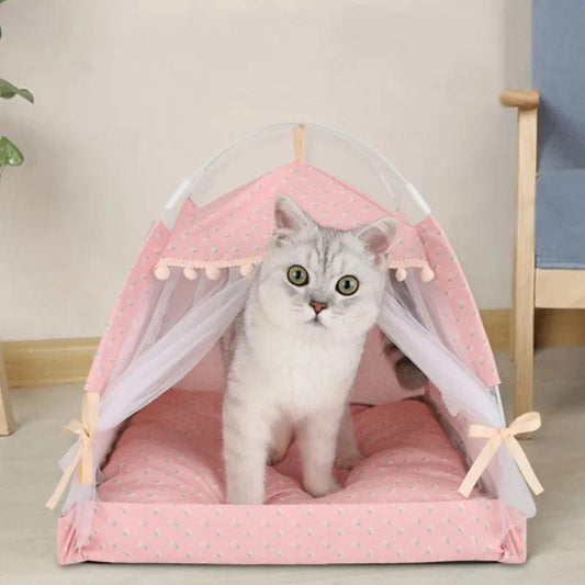 Foldable Sweet Princess Pet Tent Bed - MR. GIFT