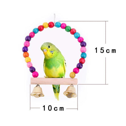 Wooden Bird Swing Toy with Bells for Cages - MR. GIFT