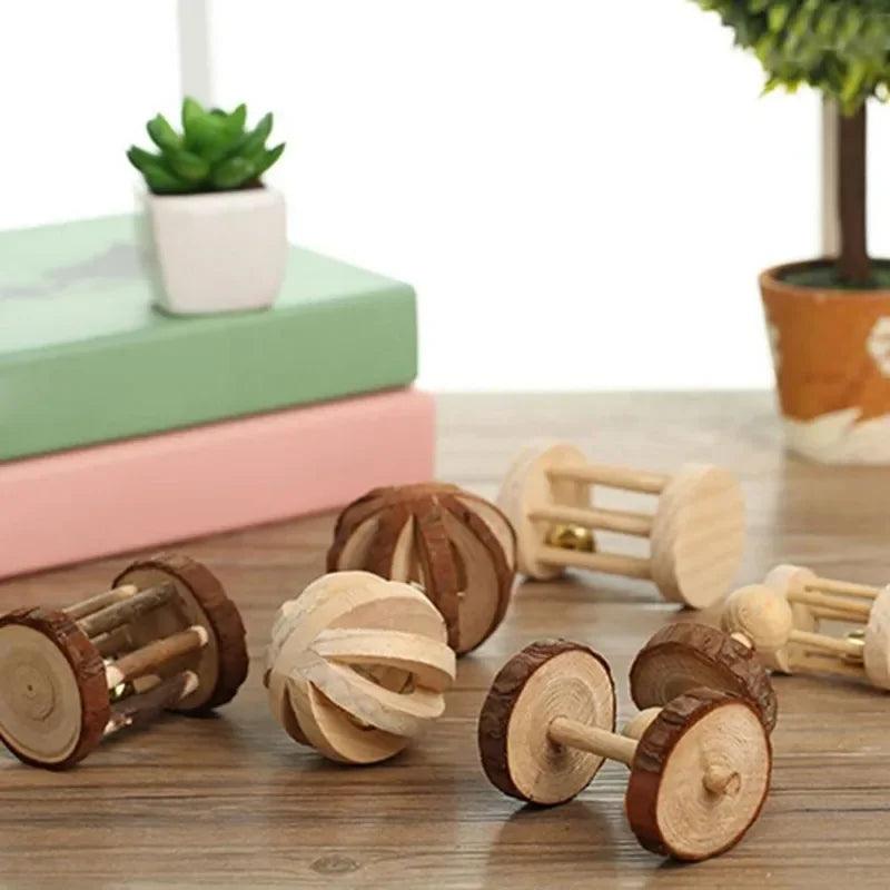 Natural Wooden Rabbit Roller & Chew Toys - MR. GIFT