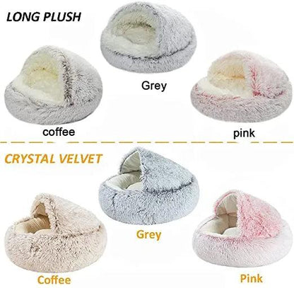 Long Plush 2-in-1 Cat Bed & Kennel - MR. GIFT
