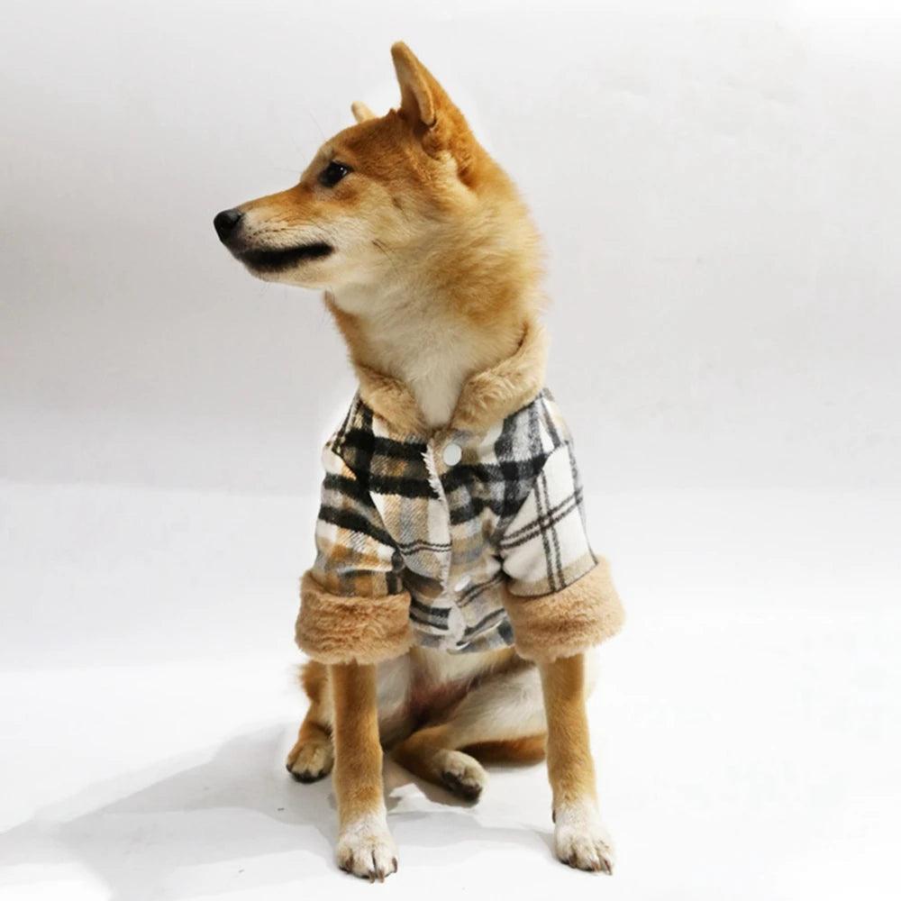 Winter Grid Pet Jacket with Fur Collar - MR. GIFT